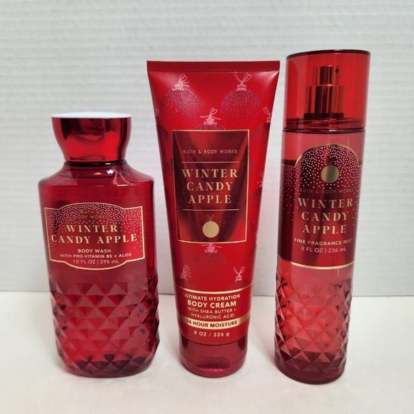 🆕️WINTER CANDY APPLE 🍎 Trio GIFT SET Lotion Mist Shower Gel BBW *NEW SEALED
